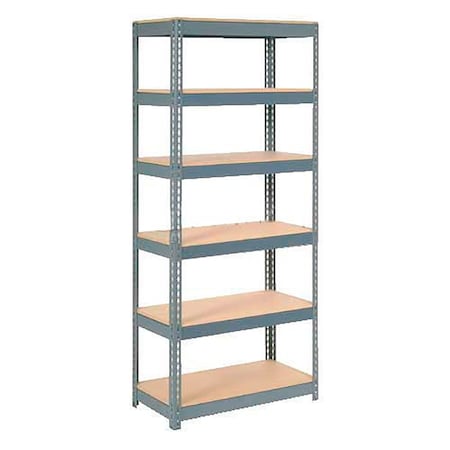 Global Industrial Extra Heavy Duty Shelving 36W x 18D x 60H With 6 Shelves, Wood Deck, Gry B2296902